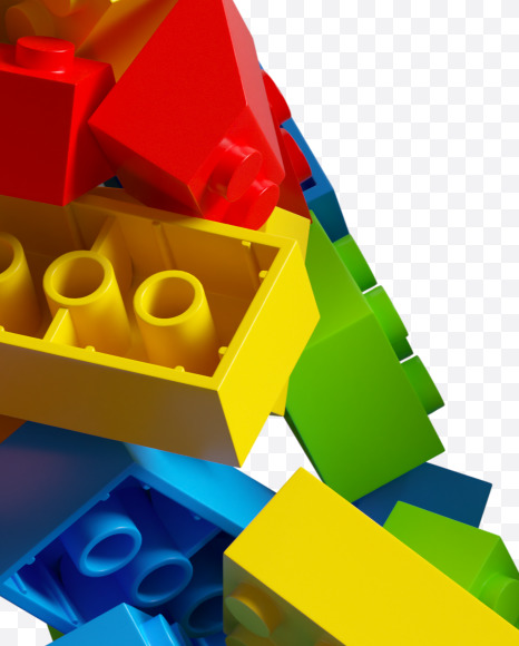 Letter N from LEGO color bricks on Yellow Images Creative Fonts - S38673