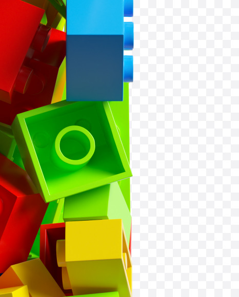 Letter I from LEGO color bricks on Yellow Images Creative Fonts - S38668