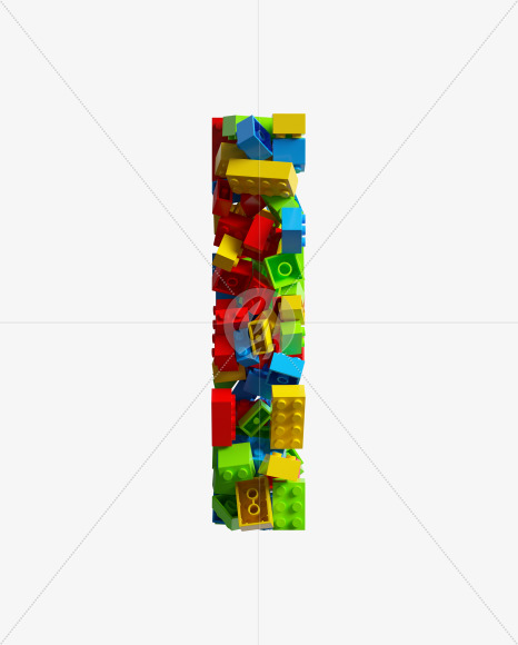 Letter I from LEGO color bricks on Yellow Images Creative Fonts - S38668