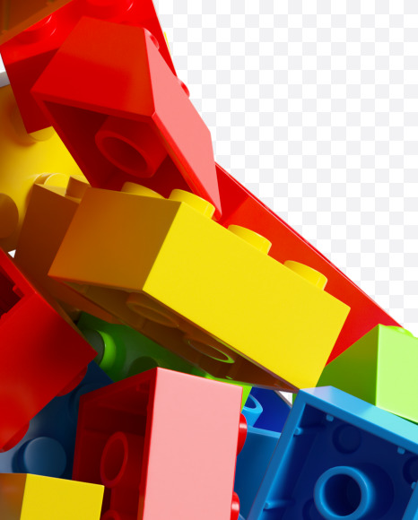 Letter C from LEGO color bricks on Yellow Images Creative Fonts - S38662