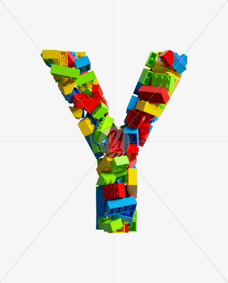 Letter Y from LEGO color bricks on Yellow Images Creative Fonts - S38684