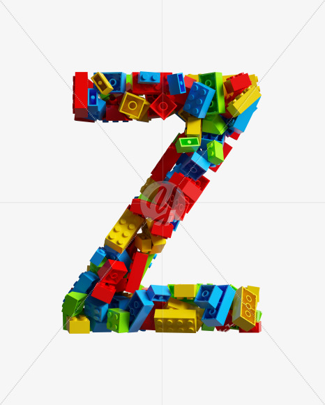 Letter Z from LEGO color bricks on Yellow Images Creative Fonts - S38685