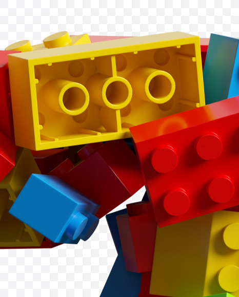 7 from LEGO color bricks on Yellow Images Creative Fonts - S38692