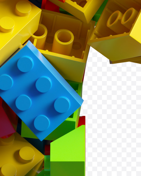 Letter F from LEGO color bricks on Yellow Images Creative Fonts - S38665