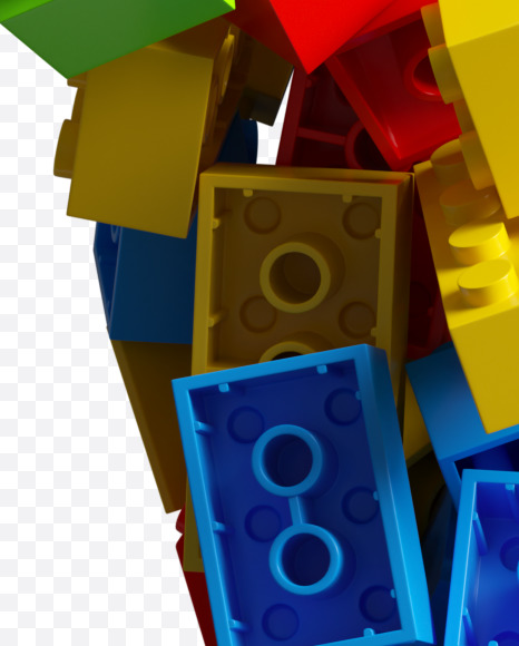 Letter V from LEGO color bricks on Yellow Images Creative Fonts - S38681