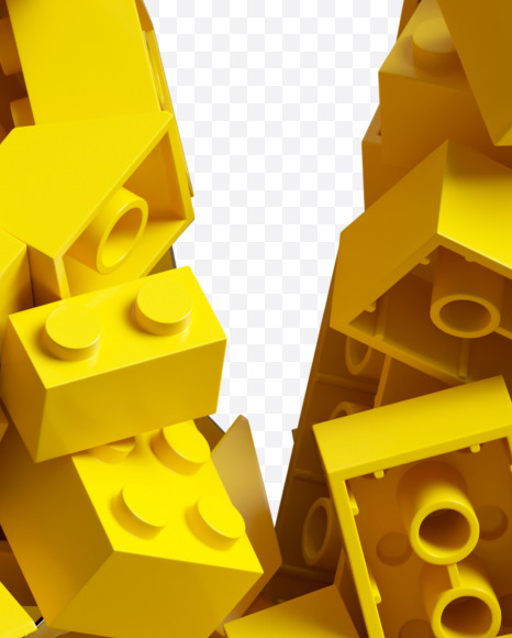 Letter V from Yellow Lego Bricks Font on Yellow Images Creative Fonts - S38728