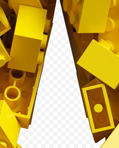 Letter A from Yellow Lego Bricks Font on Yellow Images Creative Fonts - S38707