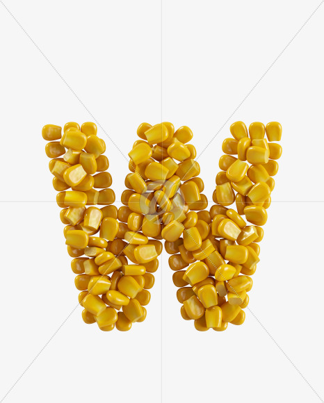 Letter W from Corn Font on Yellow Images Creative Fonts - S38776