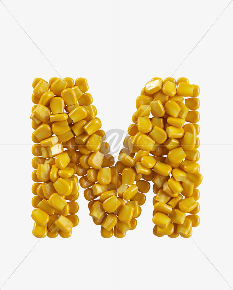 Letter M from Corn Font on Yellow Images Creative Fonts - S38766