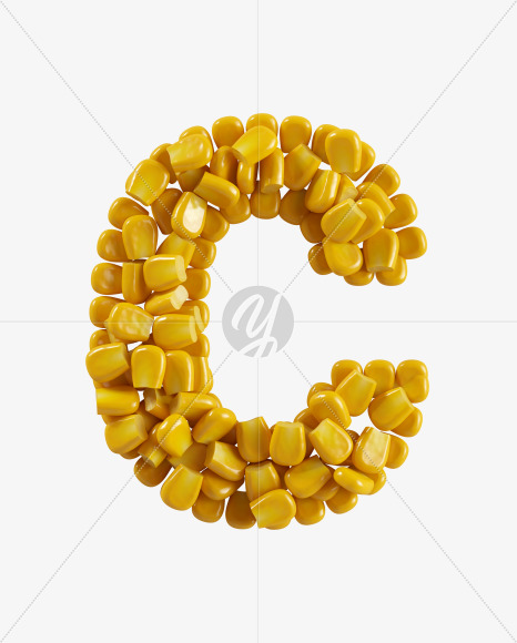 Letter C from Corn Font on Yellow Images Creative Fonts - S38756