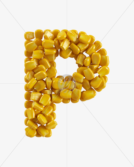 Letter P from Corn Font on Yellow Images Creative Fonts - S38769