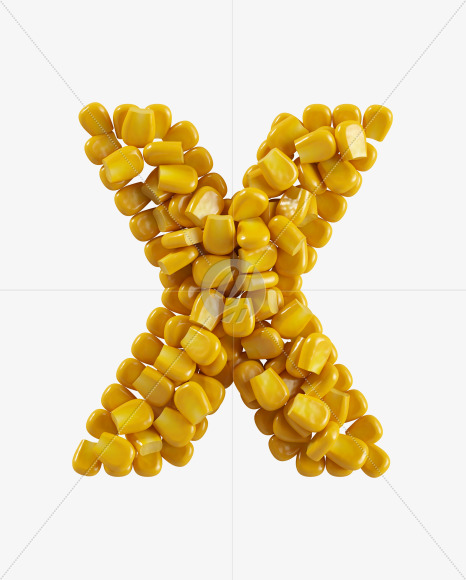 Letter X from Corn Font on Yellow Images Creative Fonts - S38777