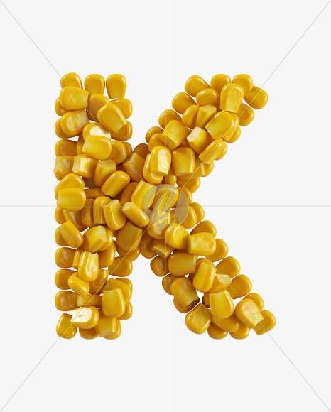 Letter K from Corn Font on Yellow Images Creative Fonts - S38764