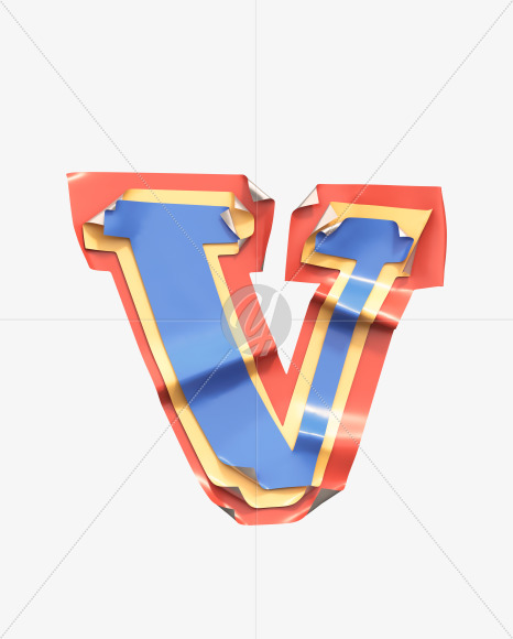 Letter V from Sticker Font on Yellow Images Creative Fonts - S38822