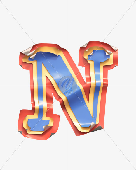 Letter N from Sticker Font on Yellow Images Creative Fonts - S38814