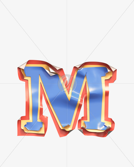 Letter M from Sticker Font on Yellow Images Creative Fonts - S38813