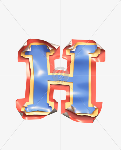 Letter H from Sticker Font on Yellow Images Creative Fonts - S38808