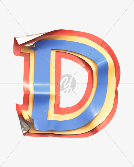 Letter D from Sticker Font on Yellow Images Creative Fonts - S38804