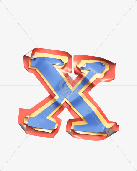 Letter X from Sticker Font on Yellow Images Creative Fonts - S38824