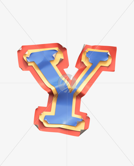 Letter Y from Sticker Font on Yellow Images Creative Fonts - S38825