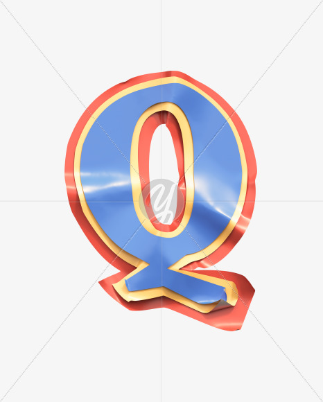 Letter Q from Sticker Font on Yellow Images Creative Fonts - S38817