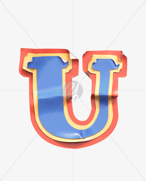 Letter U from Sticker Font on Yellow Images Creative Fonts - S38821