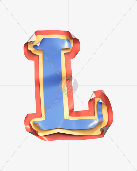 Letter L from Sticker Font on Yellow Images Creative Fonts - S38812