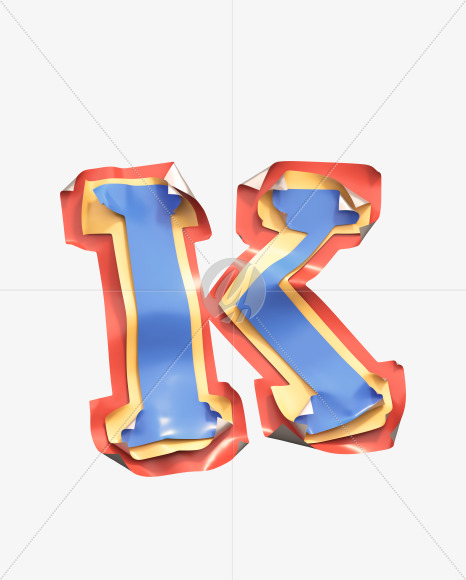 Letter K from Sticker Font on Yellow Images Creative Fonts - S38811