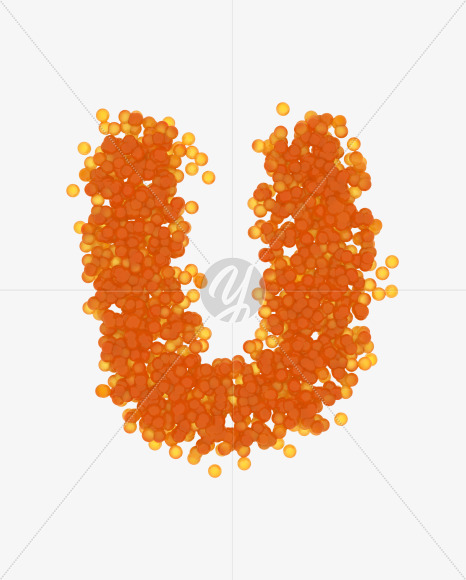 Letter U from Red Caviar on Yellow Images Creative Fonts - S38866