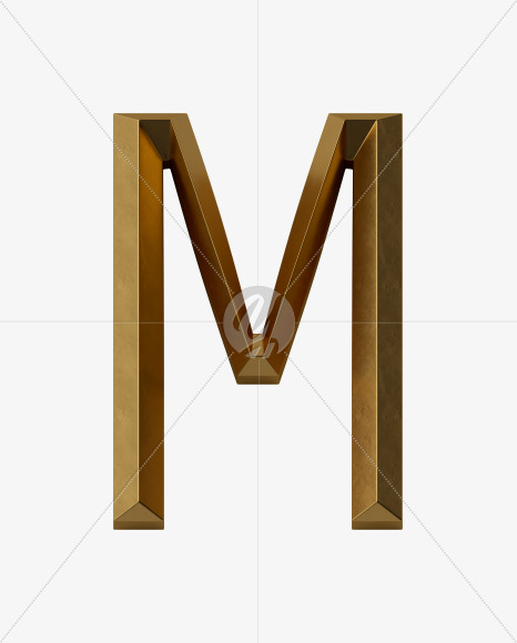 Letter M from Golden Rome Font on Yellow Images Creative Fonts - S38939