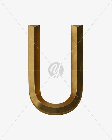 Letter U from Golden Rome Font on Yellow Images Creative Fonts - S38947