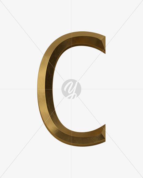 Letter C from Golden Rome Font on Yellow Images Creative Fonts - S38929