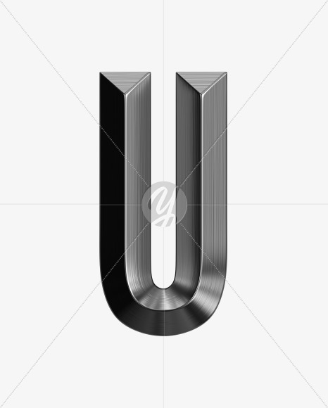 Letter U from Metal shine Font on Yellow Images Creative Fonts - S38991