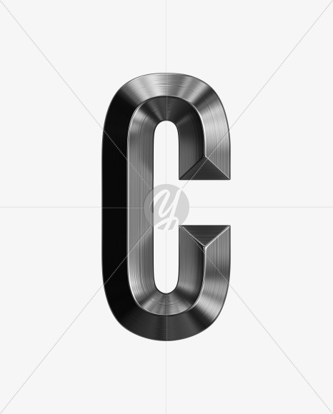 Letter C from Metal shine Font on Yellow Images Creative Fonts - S38973