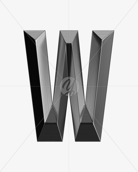 Letter W from Metal shine Font on Yellow Images Creative Fonts - S38993