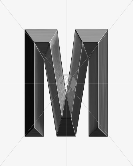 Letter M from Metal shine Font on Yellow Images Creative Fonts - S38983