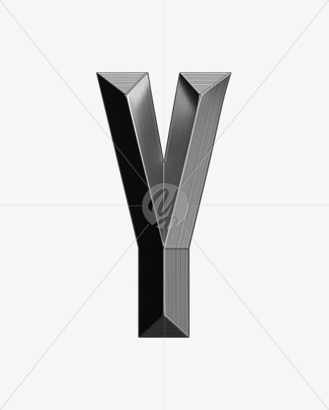 Letter Y from Metal shine Font on Yellow Images Creative Fonts - S38995