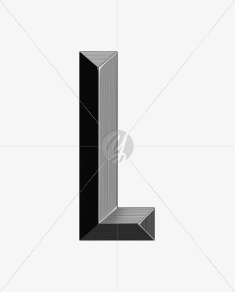 Letter L from Metal shine Font on Yellow Images Creative Fonts - S38982