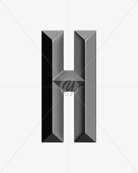 Letter H from Metal shine Font on Yellow Images Creative Fonts - S38978