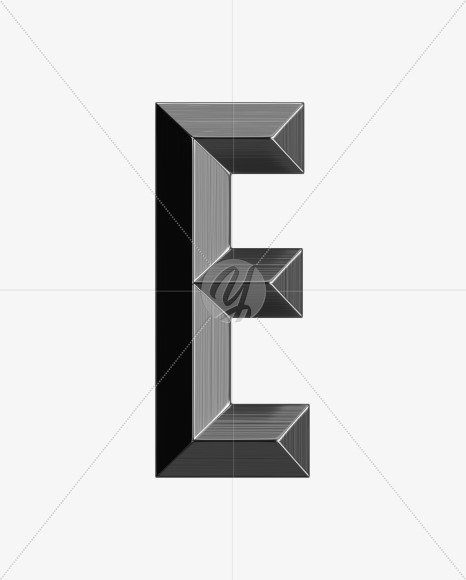 Letter E from Metal shine Font on Yellow Images Creative Fonts - S38975