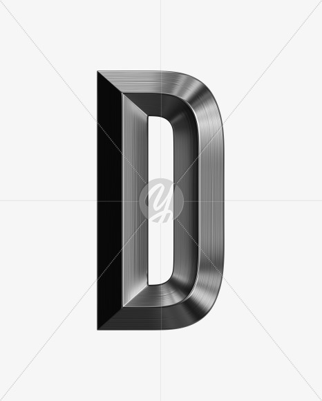 Letter D from Metal shine Font on Yellow Images Creative Fonts - S38974