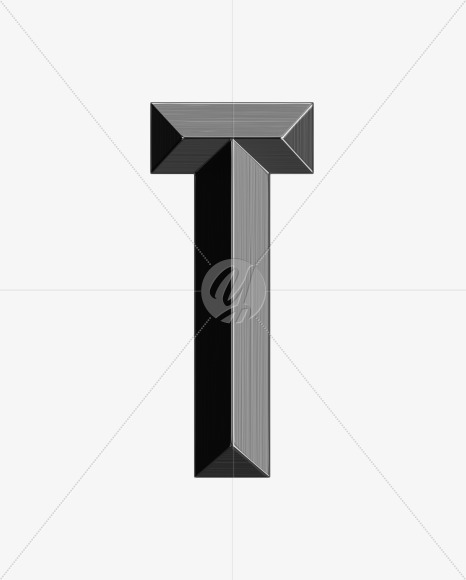 Letter T from Metal shine Font on Yellow Images Creative Fonts - S38990