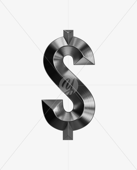 $ from Metal shine Font on Yellow Images Creative Fonts - S39009