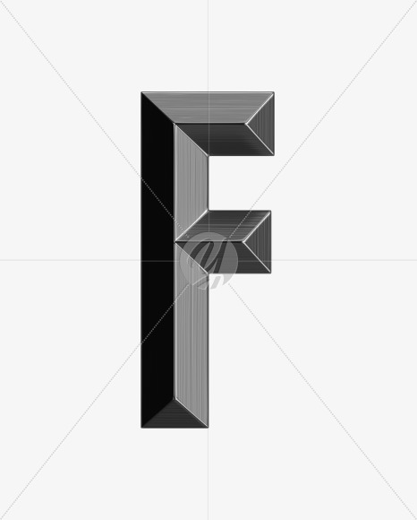 Letter F from Metal shine Font on Yellow Images Creative Fonts - S38976