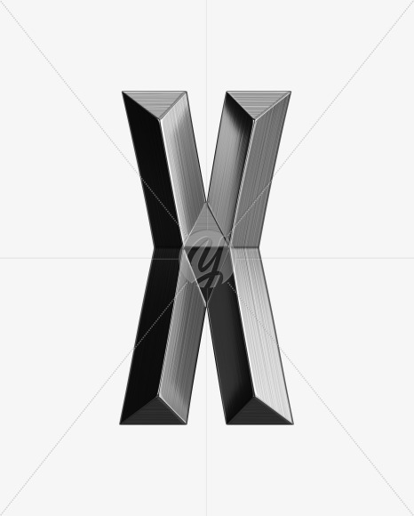 Letter X from Metal shine Font on Yellow Images Creative Fonts - S38994