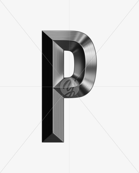 Letter P from Metal shine Font on Yellow Images Creative Fonts - S38986