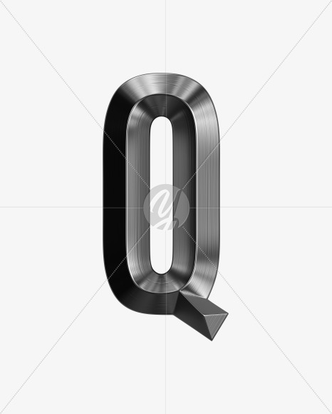 Letter Q from Metal shine Font on Yellow Images Creative Fonts - S38987