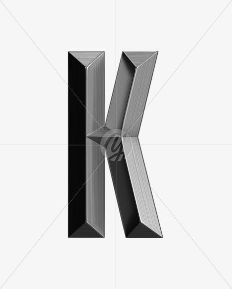 Letter K from Metal shine Font on Yellow Images Creative Fonts - S38981