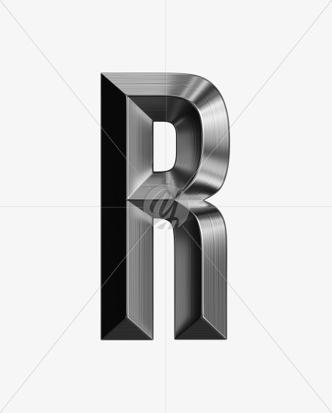 Letter R from Metal shine Font on Yellow Images Creative Fonts - S38988