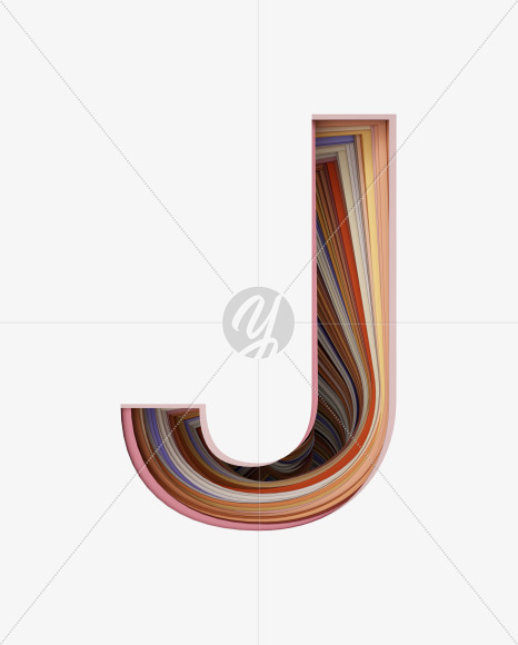 Letter J from Paper Cut font on Yellow Images Creative Fonts - S39320